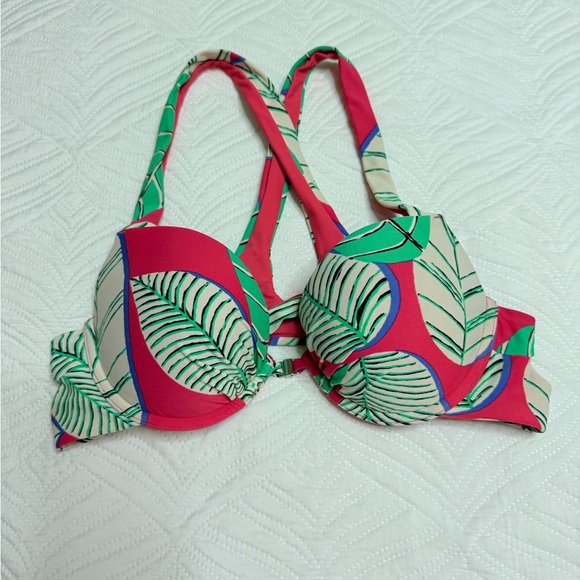 Aerie Brooke Women’s Pink Leaf 2 Piece Bikini Swimsuit. Size L - Picture 2 of 8